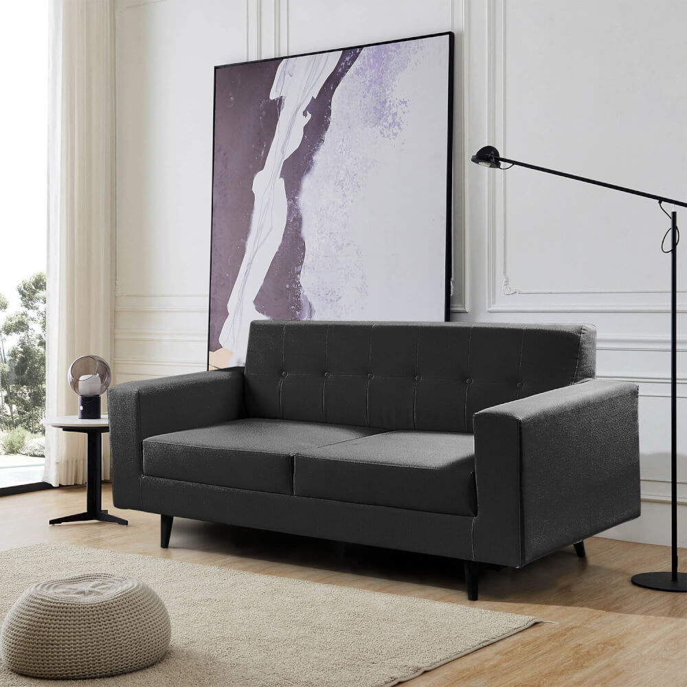 Panana Sofá de 2 plazas para sala de estar, sofá moderno de tela de  leathaire, sofá de 2 asientos para apartamento y espacio pequeño, (negro, 2