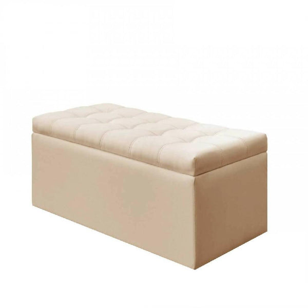 Puff Baúl Auxiliar Beige - VIRTUAL MUEBLES