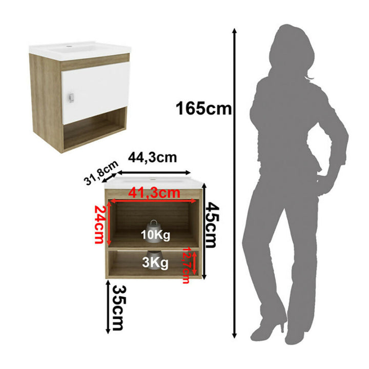 MUEBLE DE BAÑO CON LAVAMANOS LINZ ALMENDRABLANCO - 7