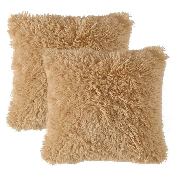 Kit X 2 Fundas Cojines Peludo Camel - VIRTUAL MUEBLES