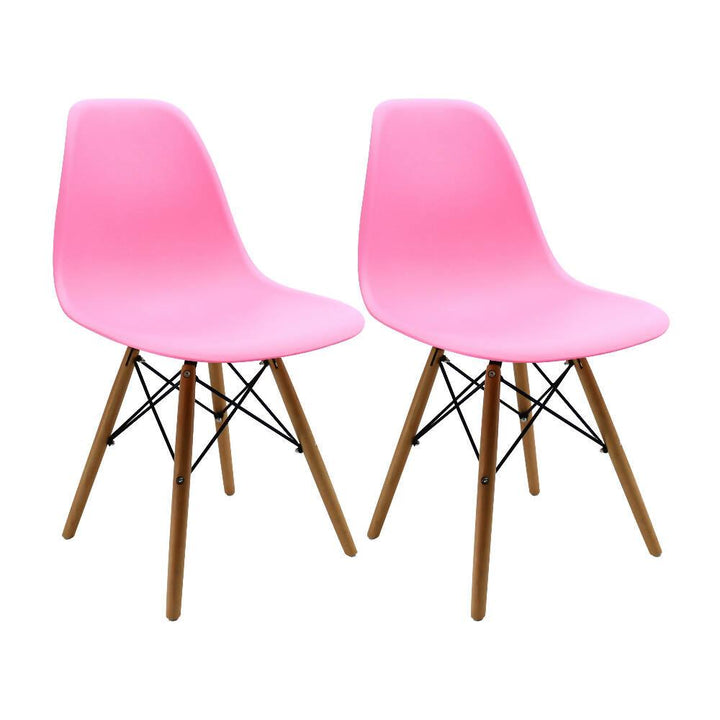 Kit por 2 sillas Eames Patas En Madera para comedor, sala, restaurante - Rosada - VIRTUAL MUEBLES