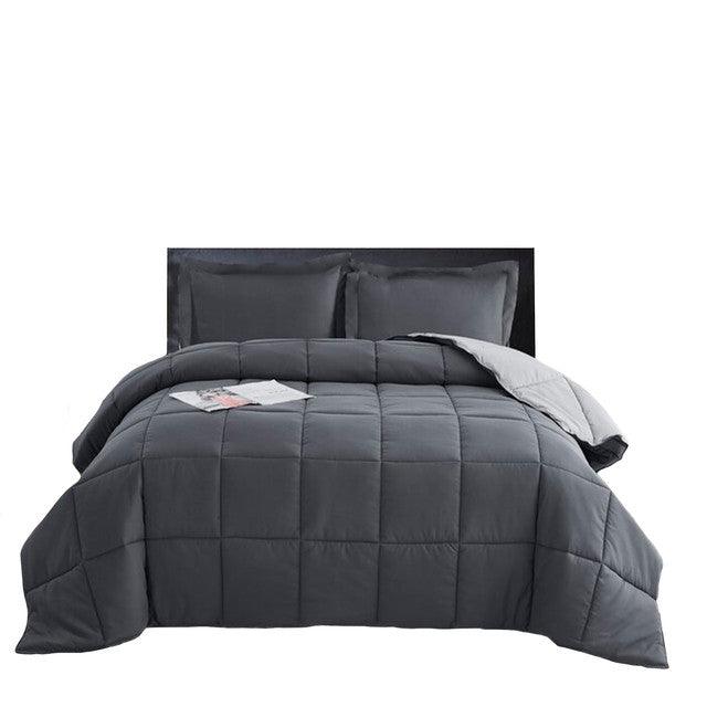 Edredon Bicolor Mas Fundas Y Cojines Gris Claro / Gris Oscuro Doble - VIRTUAL MUEBLES