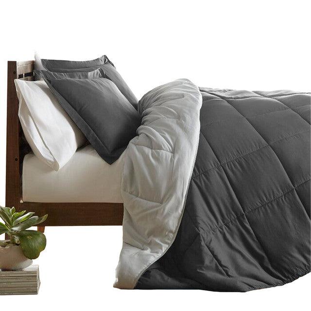 Edredon Bicolor Mas Fundas Y Cojines Gris Claro / Gris Oscuro Doble - VIRTUAL MUEBLES