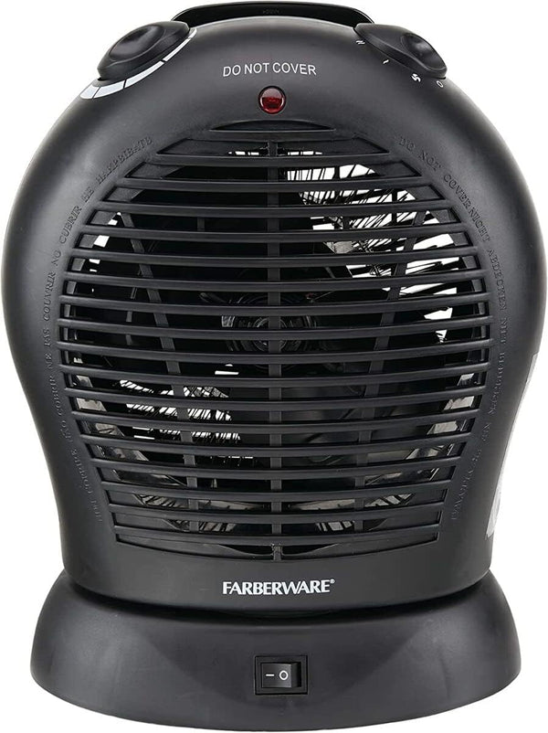 Farberware Ventilador de calentador oscilante, 1500 vatios, negro, termostato...