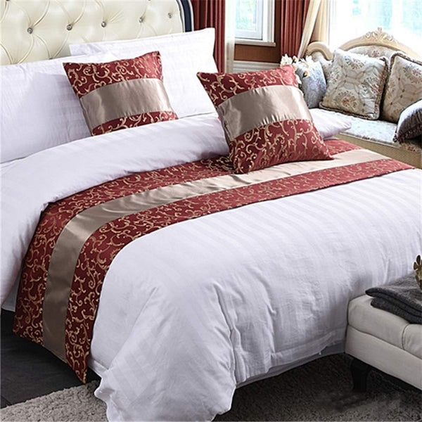 Twelve Corredor de cama rojo King Bedding Bufanda Protector de cama bufandas...