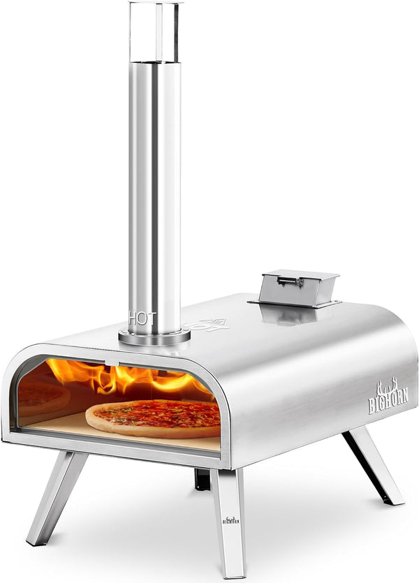 BIG HORN OUTDOORS Horno de pizza de pellets de madera de 16 pulgadas, estufa de...