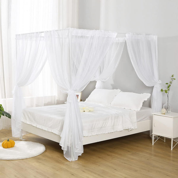 Cortina de cama blanca para cama individual, bufanda suave para niñas y adultos...