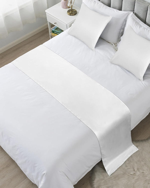 Caminos de cama blancos para cama tamaño King, mantas decorativas para pie de...