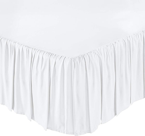 KP Linen Falda de cama con volantes con esquinas divididas, tamaño Queen (caída...