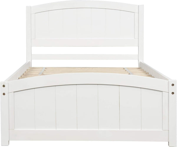 Base de cama individual de madera para niños con cabecero y estribo, cama de...