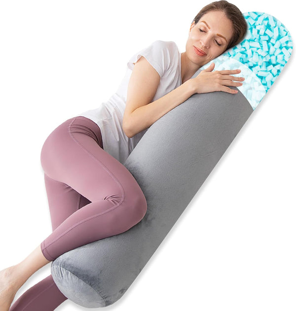 Almohada corporal redonda de espuma viscoelástica para adultos, almohada firme...