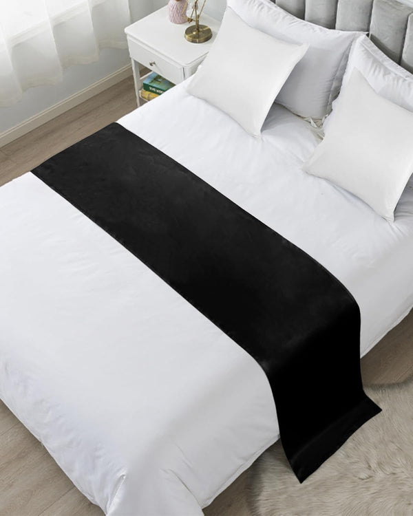 Solid Art - Caminos de cama minimalistas de color negro puro para dormitorio,...