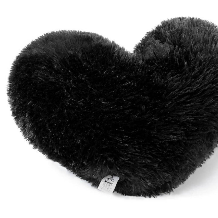 Cojín Decorativo Peludo Corazón Negro - VIRTUAL MUEBLES