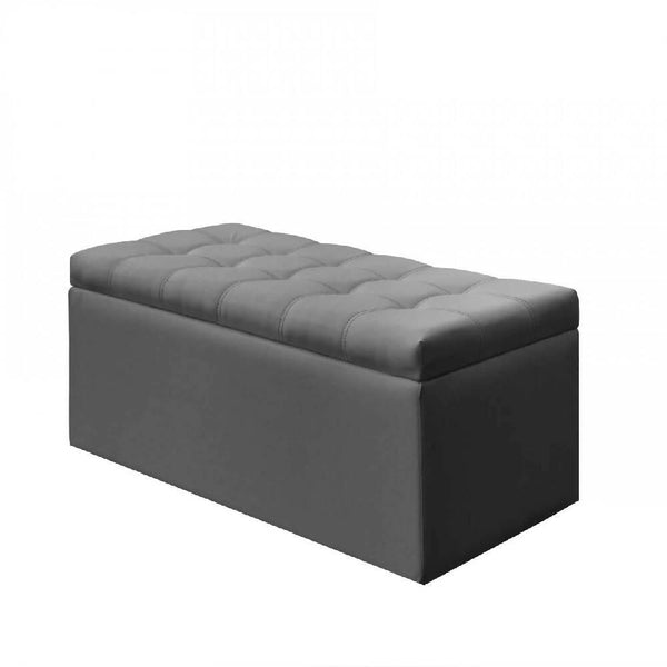 Puff Baúl Auxiliar Gris - VIRTUAL MUEBLES