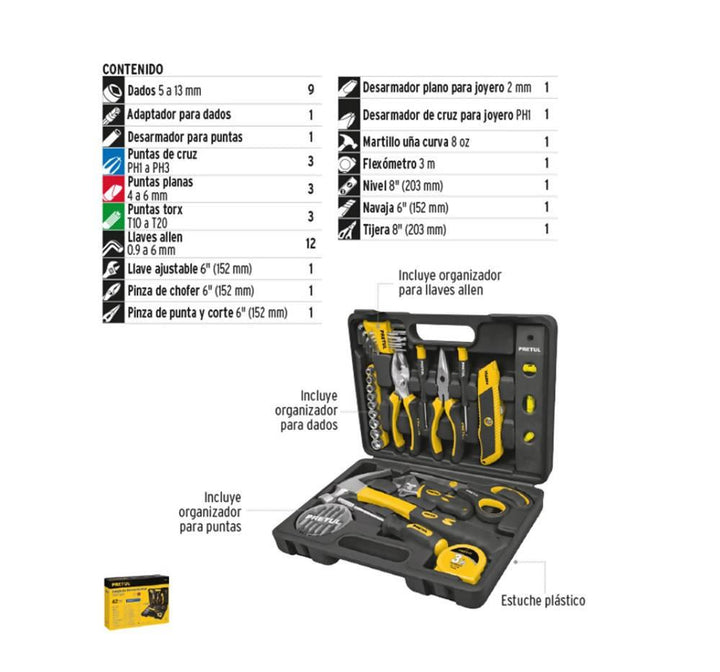 Juego De Herramientas De 42 Piezas Pretul 22101 - VIRTUAL MUEBLES