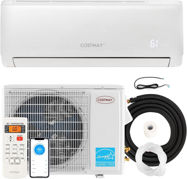 COSTWAY Aire acondicionado mini split de 24000 BTU, Energy Star, con control...