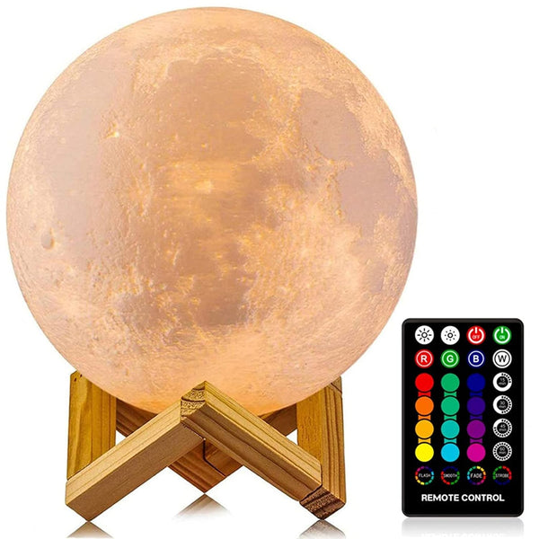 Lámparas de luna, 16 colores LED, luz de noche, impresión 3D, luz de luna con