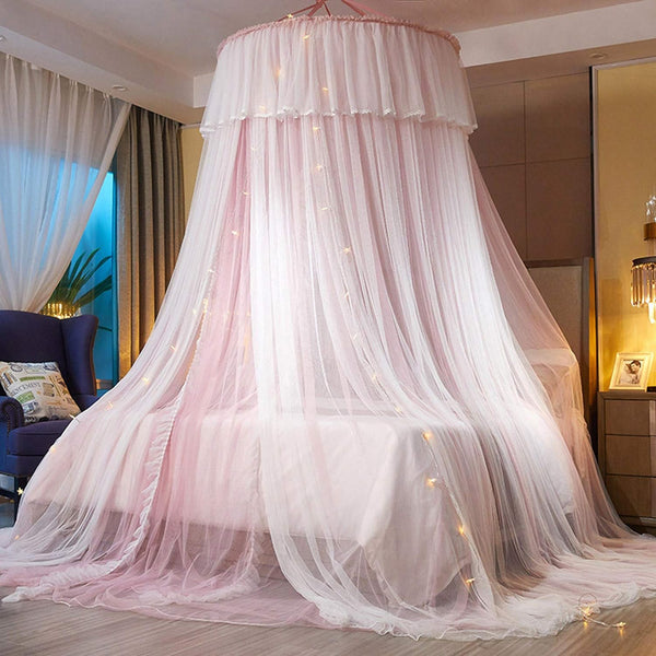 VARWANEO -Dosel de cama de princesa para niñas, cortina de dos capas de malla