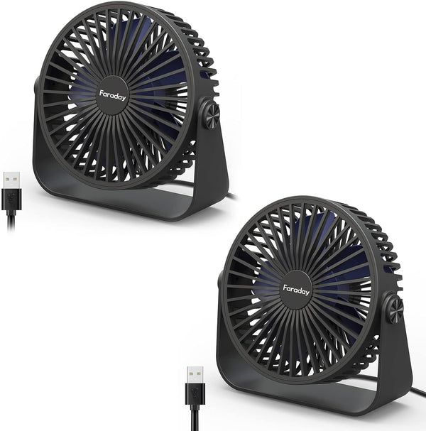 FARADAY Ventiladores de escritorio USB de 5 pulgadas, paquete de 2 ventiladores...