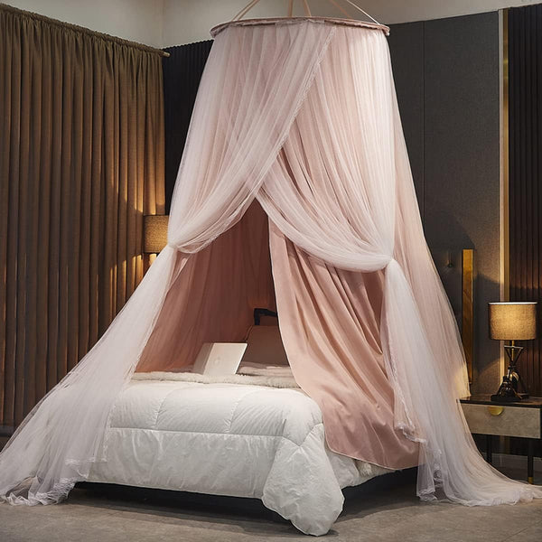 Kertnic Toldo de cama de lujo para niñas y adultos, cortinas de cortina de cama