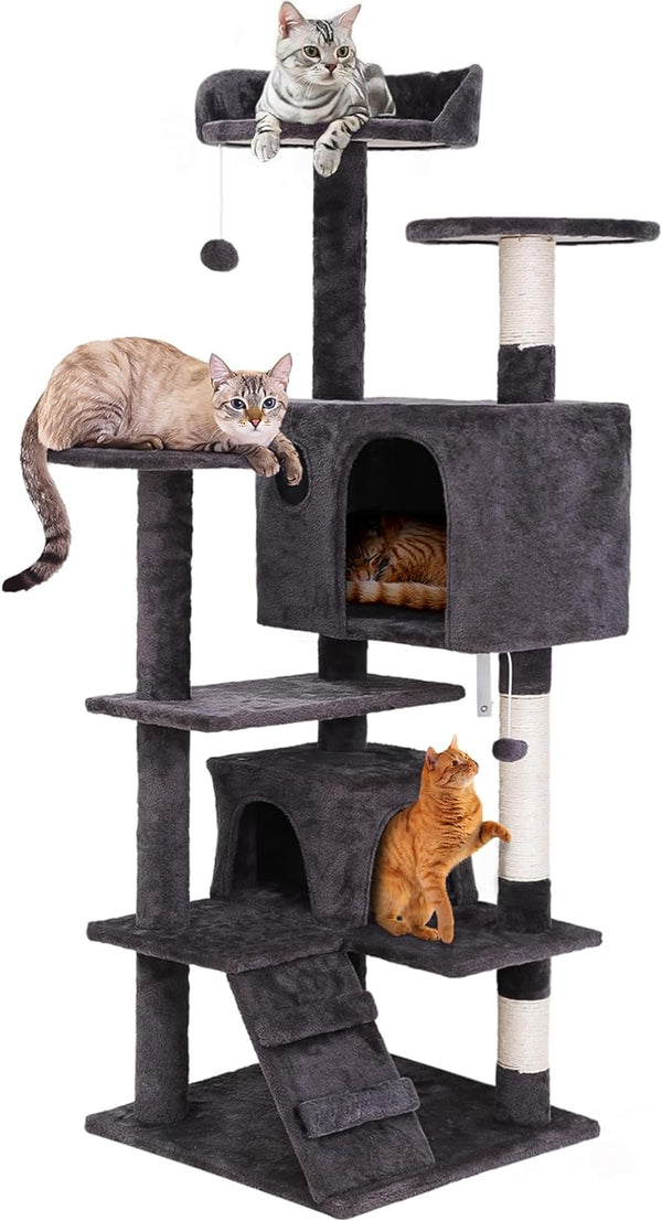 Torre de árbol de gato de 54 pulgadas para gatos de interior, varios niveles,