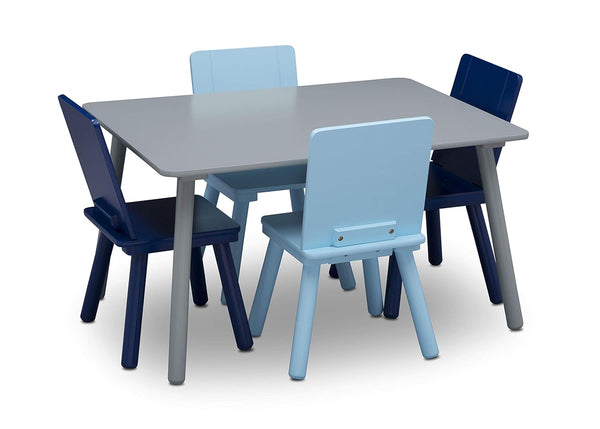 Juego de mesa y silla para niños (4 sillas incluidas), grisazul