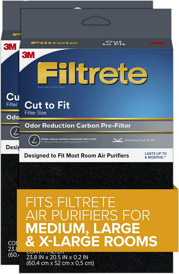 Filtrete Prefiltro de carbono para purificador de aire, paquete de 2, cortado...