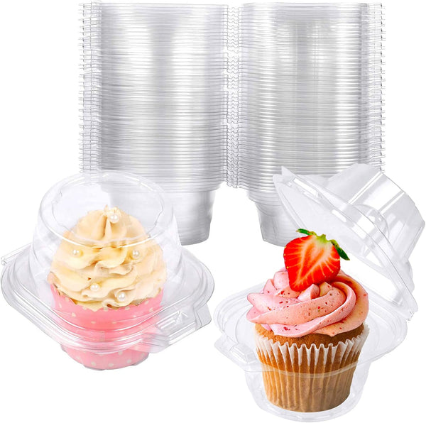 Paquete de 50 recipientes individuales para cupcakes, cajas de plástico para...