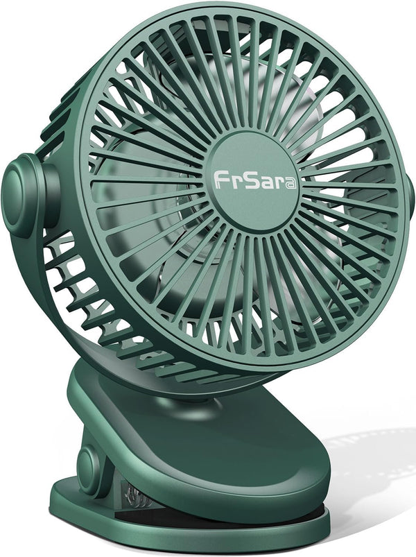 FrSara Ventilador portátil con clip, funciona con pilas, mini ventilador de...