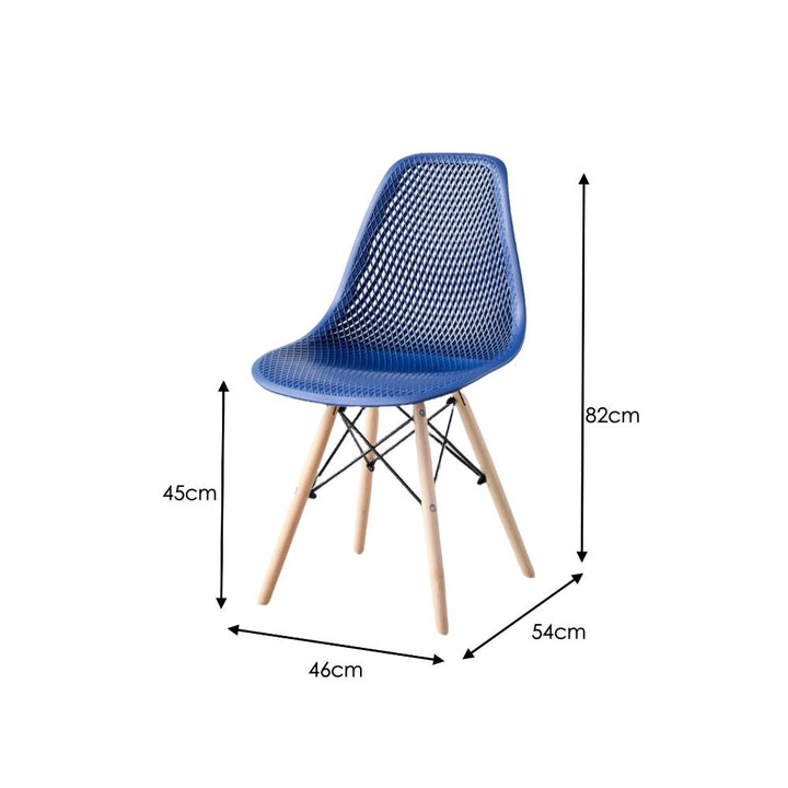 Silla Marcus, Color Azul, Con espaldar y patas en Madera X4 – EBANI