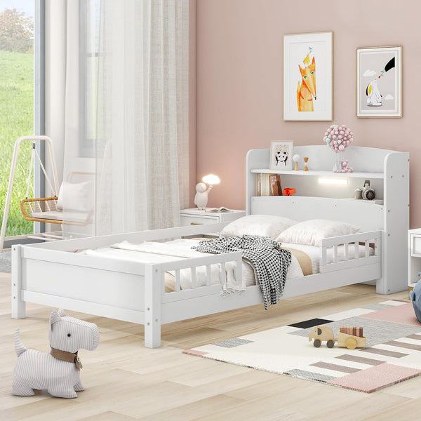 Harper & Bright Designs Cama individual para niños con cabecera de...