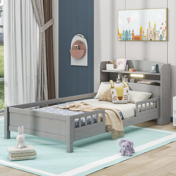 Harper & Bright Designs Cama individual para niños con cabecera de...