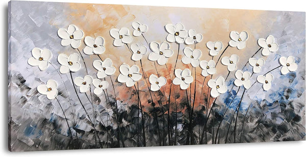 Yihui Arts - Lienzo decorativo para pared, diseño floral, color gris, arte para...