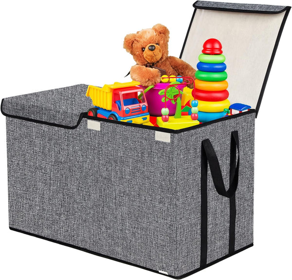 Caja de juguetes grande para niños, organizador de almacenamiento con doble