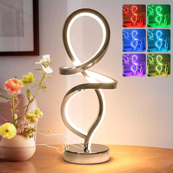 Mayful Lámpara de mesa moderna, lámpara de mesa RGB, lámpara LED en espiral,...