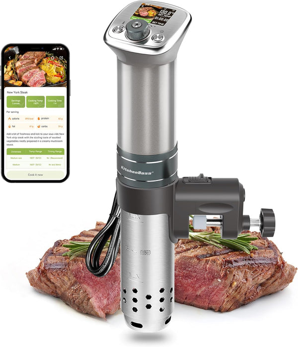 KitchenBoss Wifi Sous Vide Cooker Máquina Sous Vide ultra silenciosa Pantalla a...