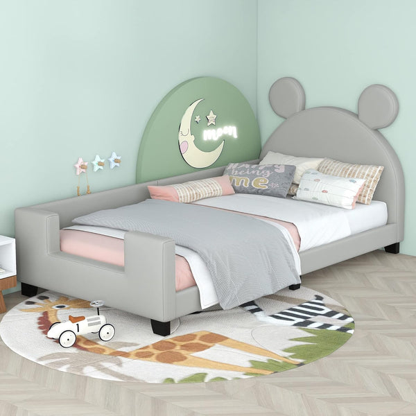 Bellemave Marco de sofá cama tapizado de tamaño individual para niños, cama de...