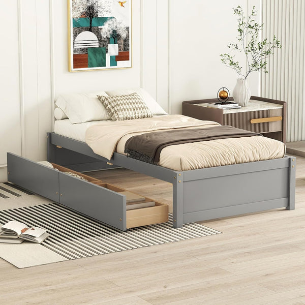 Harper & Bright Designs Cama individual con almacenamiento, marco de cama de...