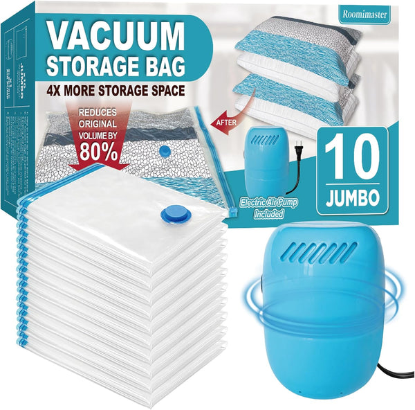 Bolsas de almacenamiento al vacío con bomba eléctrica, 10 bolsas de sellado al...