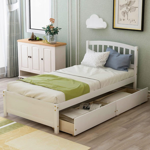 Harper & Bright Designs Cama de almacenamiento individual, cama de plataforma...