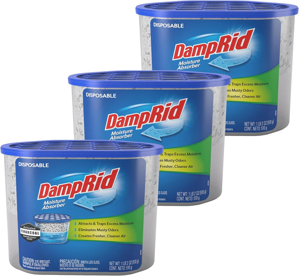 DampRid Absorbedor de humedad desechable sin fragancia con carbón activado, 18...