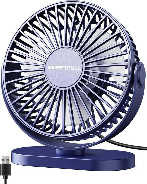 SWEETFULL Ventilador de escritorio USB pequeño silencioso  3 velocidades, mini...