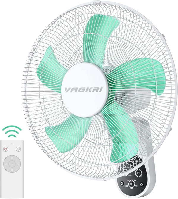 VAGKRI Ventilador de montaje en pared, ventilador de 16 pulgadas con 5...