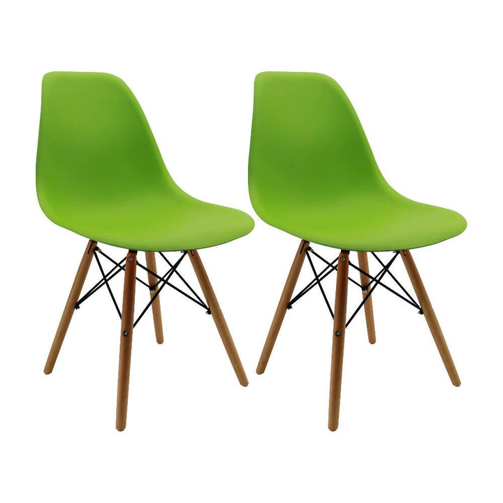 Kit por 2 sillas Eames Patas En Madera para comedor, sala, restaurante - Verde - VIRTUAL MUEBLES
