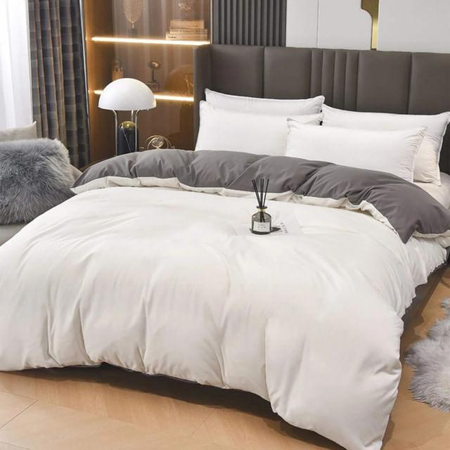 Duvet Bicolor Blanco / Gris Oscuro Queen - VIRTUAL MUEBLES