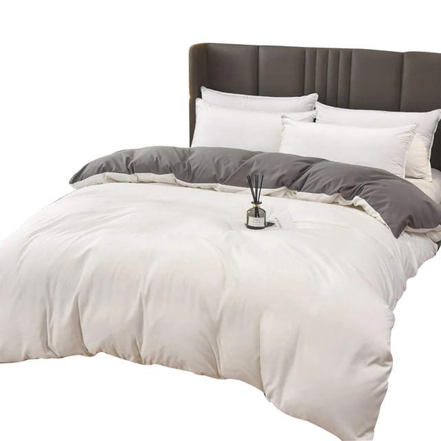 Duvet Bicolor Blanco / Gris Oscuro Queen - VIRTUAL MUEBLES
