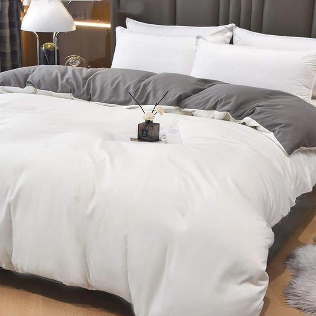 Duvet Bicolor Blanco / Gris Oscuro Queen - VIRTUAL MUEBLES