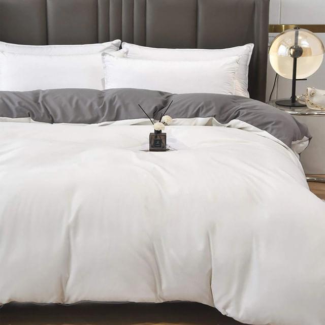 Duvet Bicolor Blanco / Gris Oscuro Queen - VIRTUAL MUEBLES