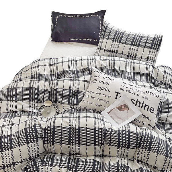 Duvet Estampado Cuadros Doble + Sábana Plana