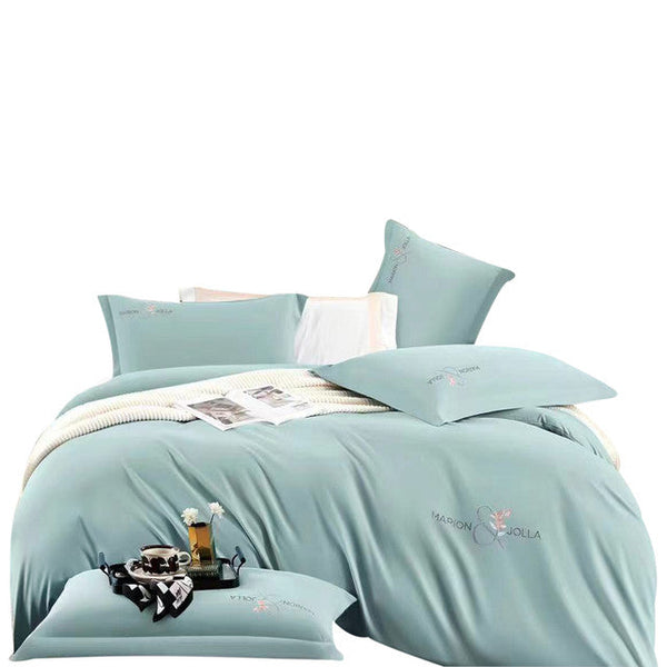 Duvet Tacto Suave Unicolor Aqua Queen + Sábana Plana